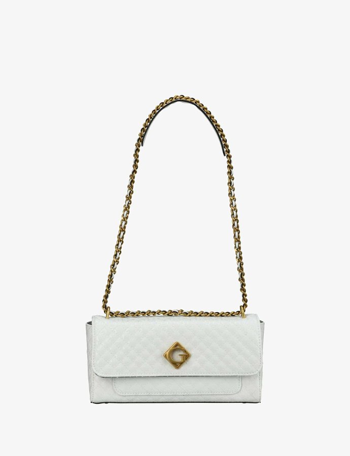 Nerina crossbody flap bag white
