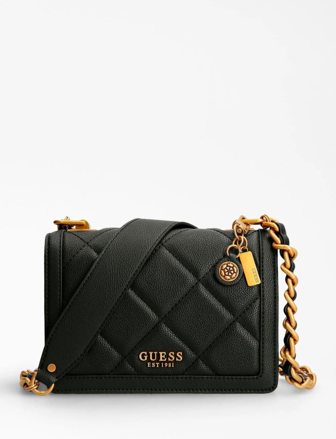 Abey crossbody quilted flap bag black