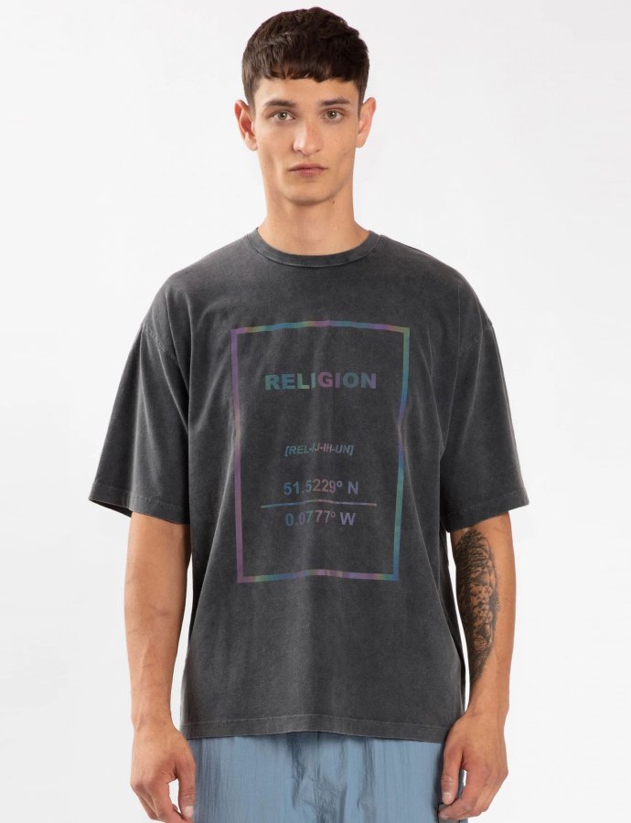 Irridescent tee washed charcoal