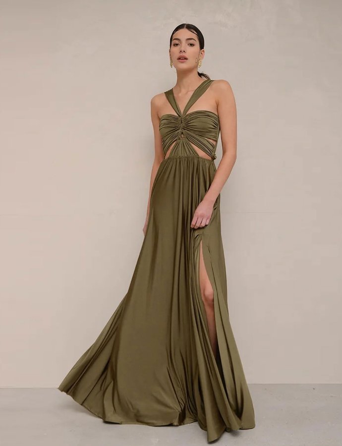 Rennes olive dress
