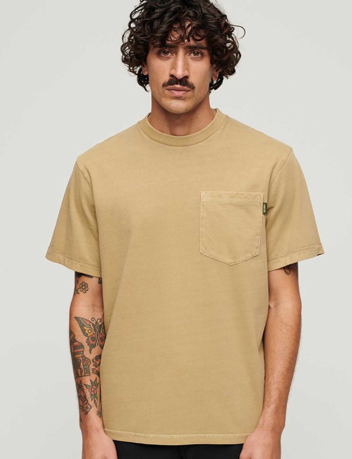 Contrast stitch pocket shirt washed cappuccino
