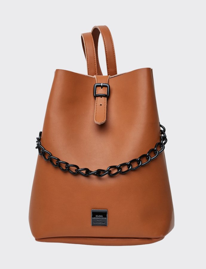 Chain backpack cognac