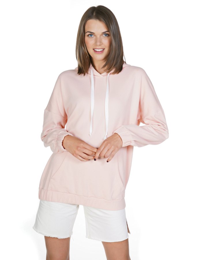 Οversized hooded sweatshirt light pink