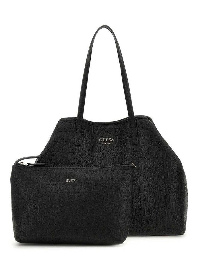 Vikky II large tote bag relief logo black