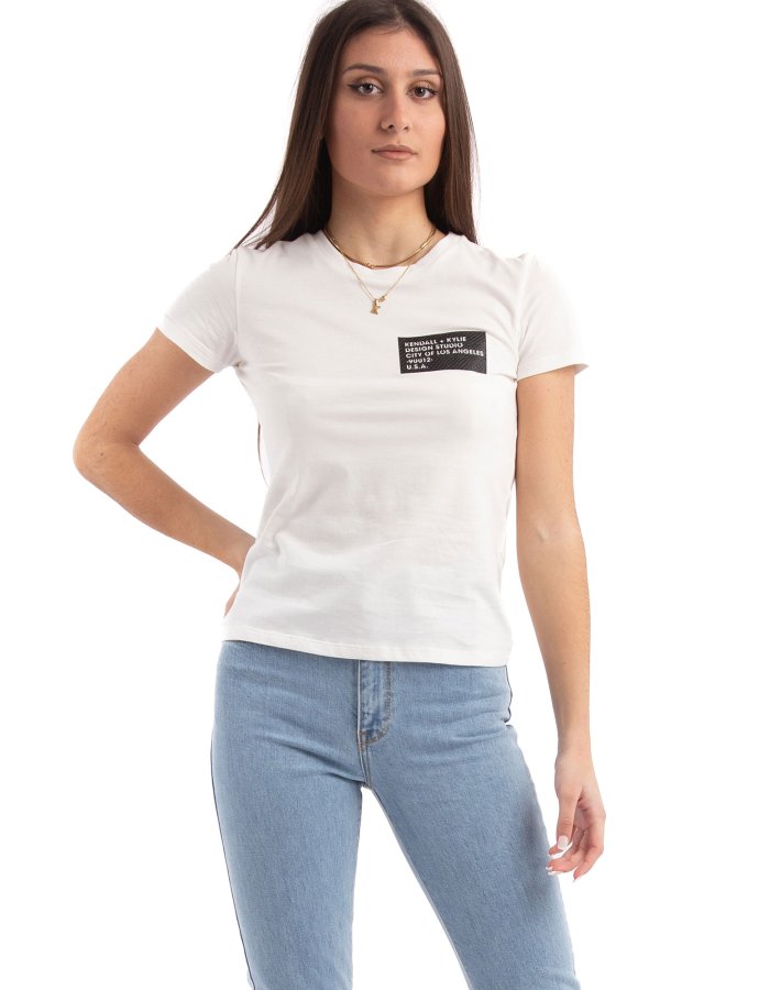 Patch logo basic t-shirt off white