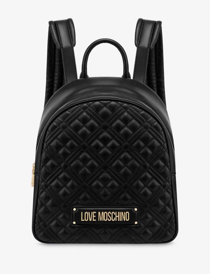 Lettering logo quilted backpack nero