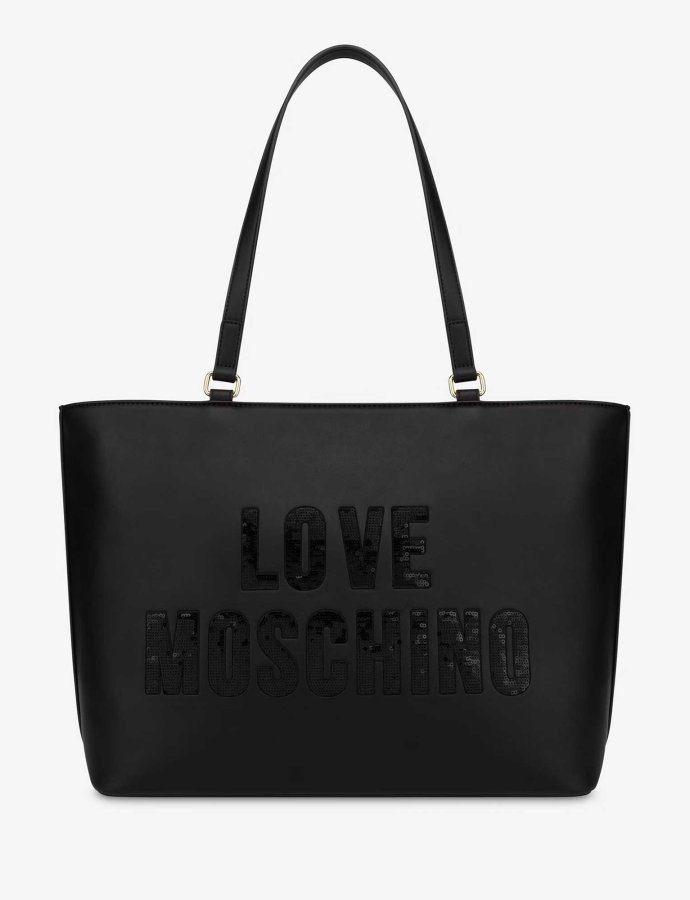 Sparkling logo shopper bag black