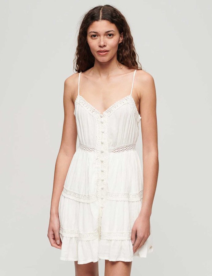 Alana lace trim cami dress off white