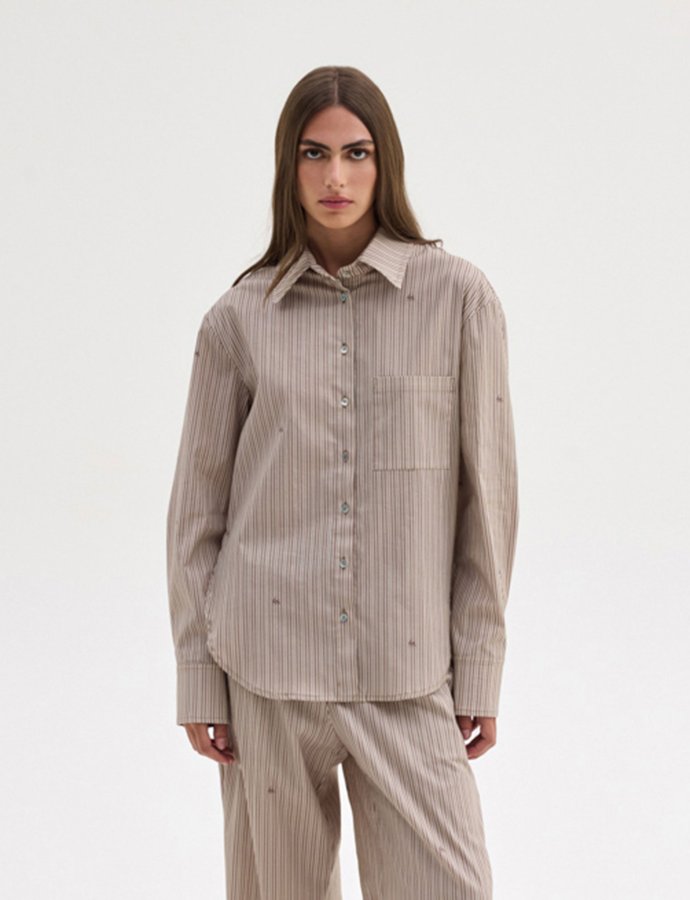 Agnes shirt beige stripes