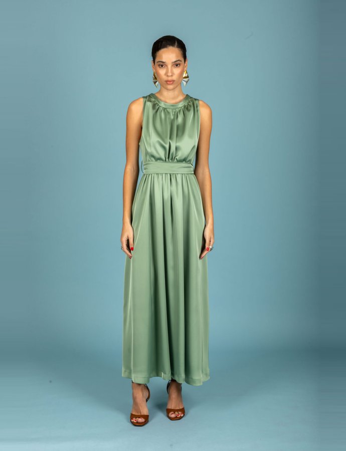 Manuel satin dress chaki