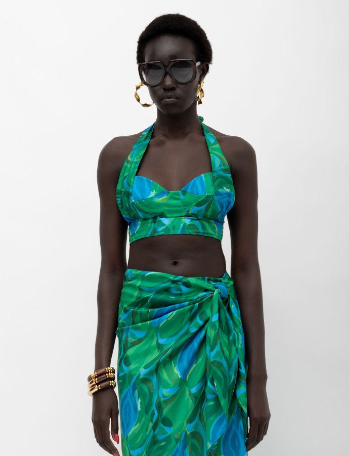 Amal top blue green print