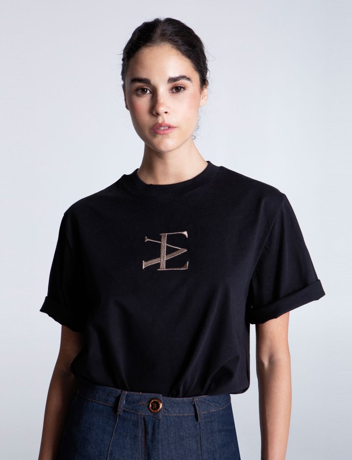 Black embroidered t-shirt