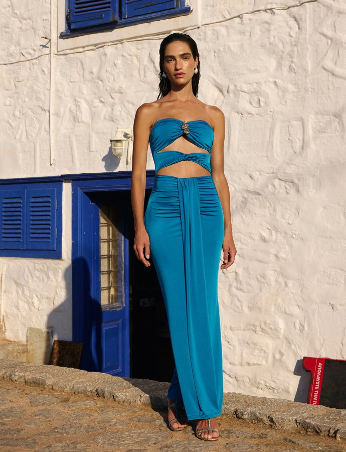 Blue shell maxi dress
