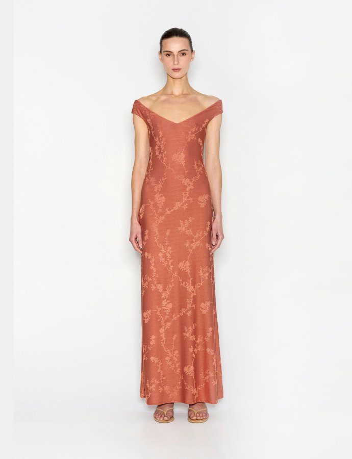 Cactus long dress teracotta