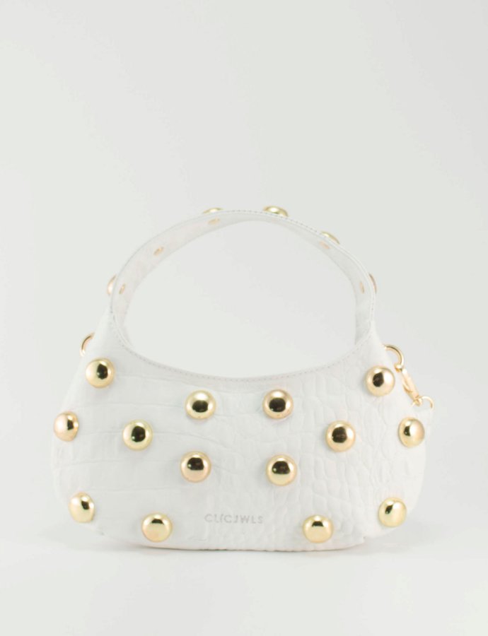 Candy mini bag studs white croco