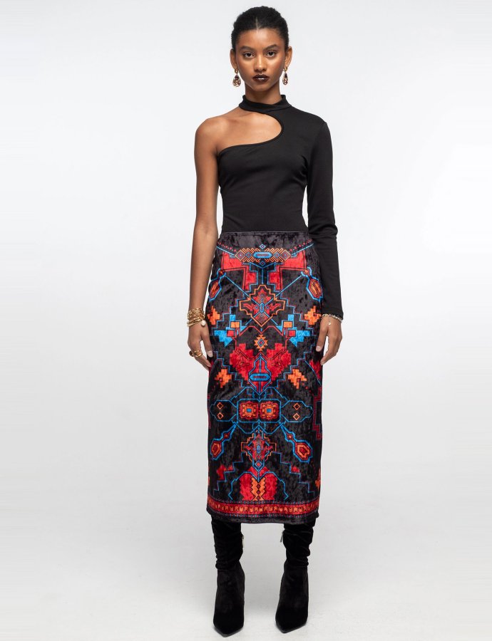 Chronicle midi velvet skirt