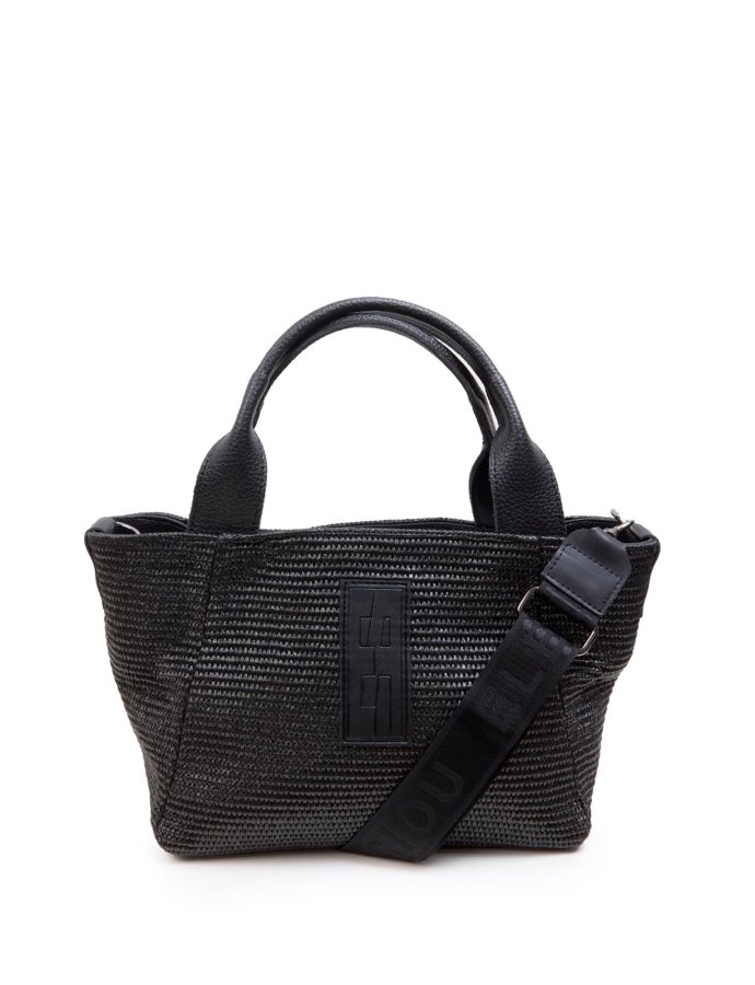 Classy handbag medium straw black