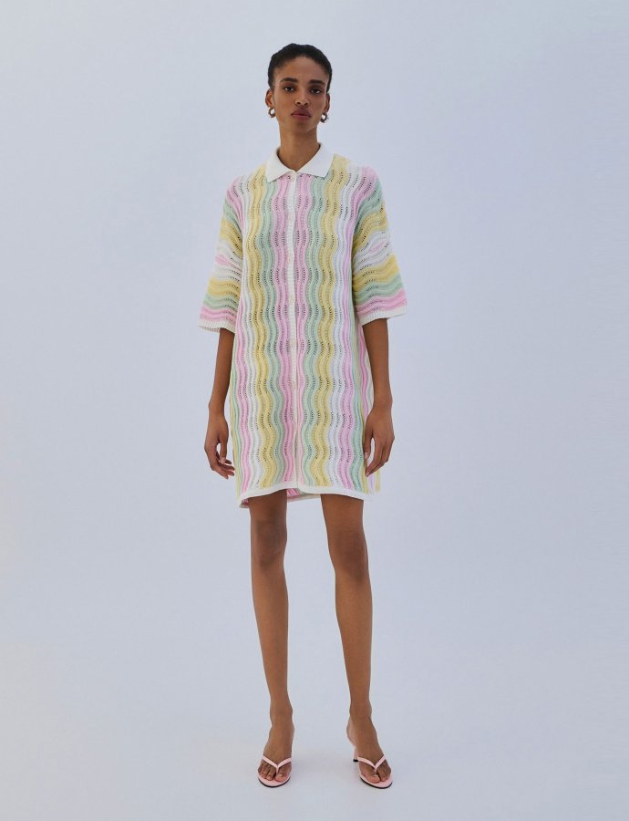 Mini tricolor knit dress