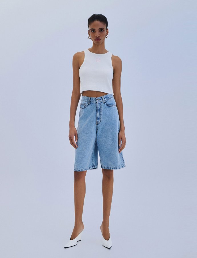 Denim bermuda light blue