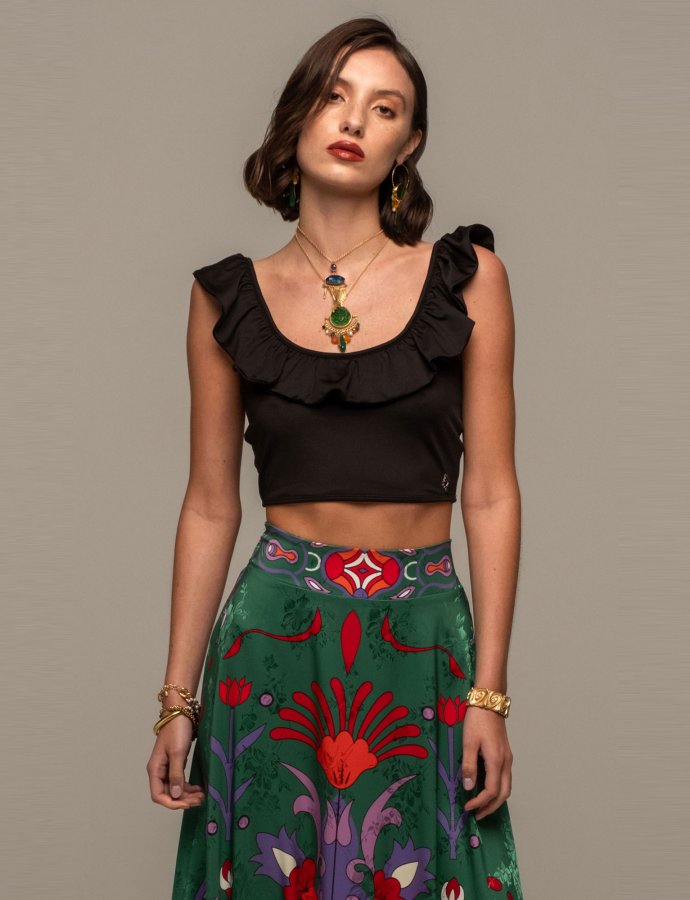 Coral top black