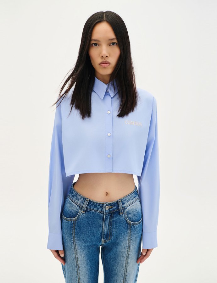 Crop shirt light blue