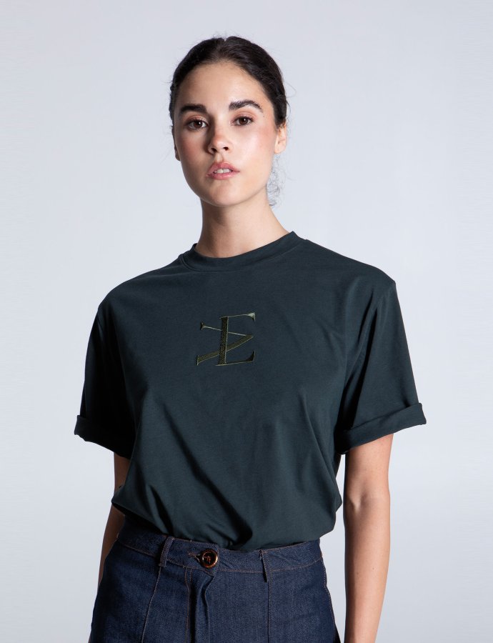 Dark green embroidered t-shirt