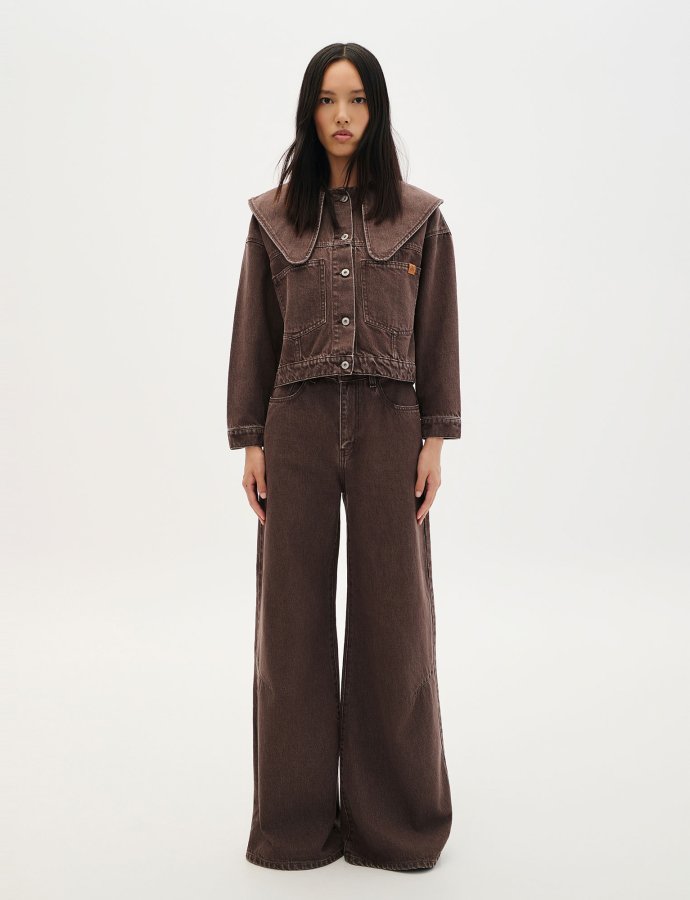 Denim bell pants brown