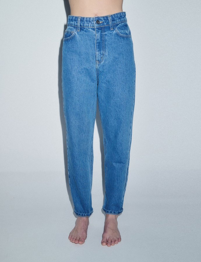 Denim patchwork pants blue