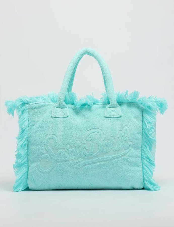 Vanity terry embossed bag aqua blue