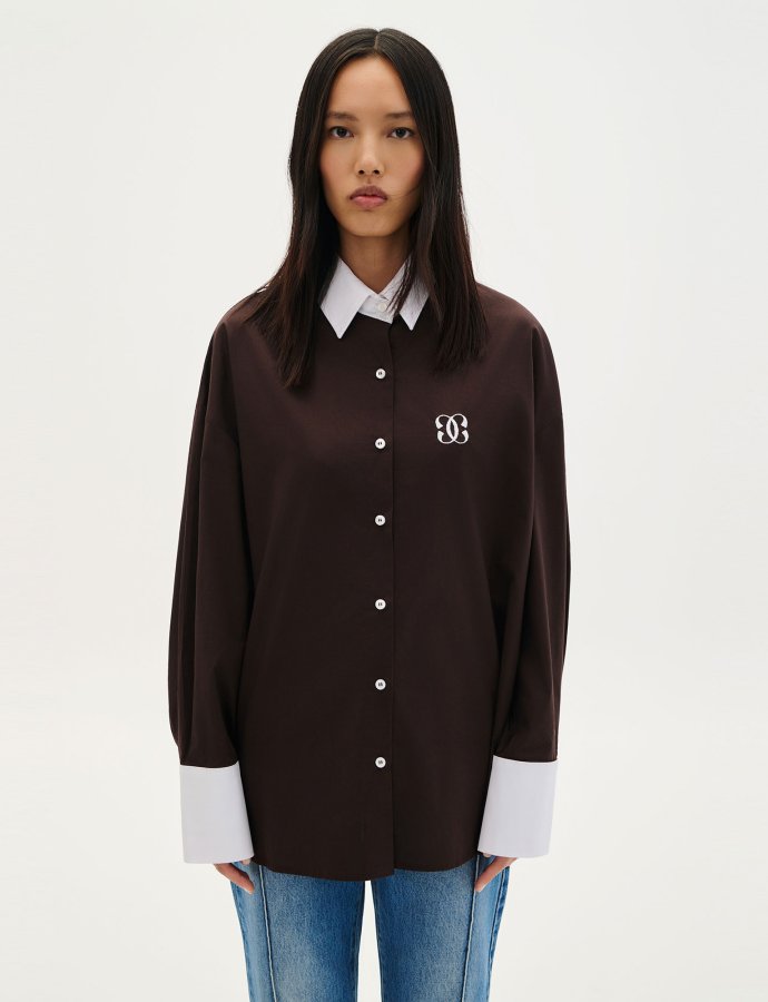Double color shirt brown - white