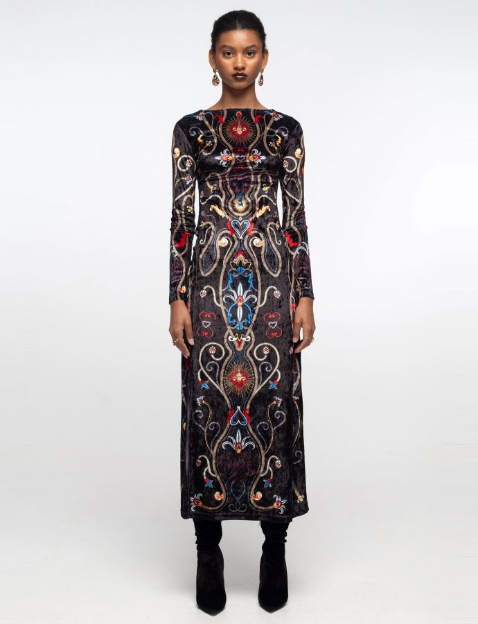 Dusk slit dress velvet