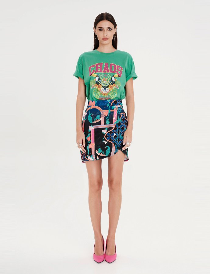 Epoque asymmetric mini skirt jacquard