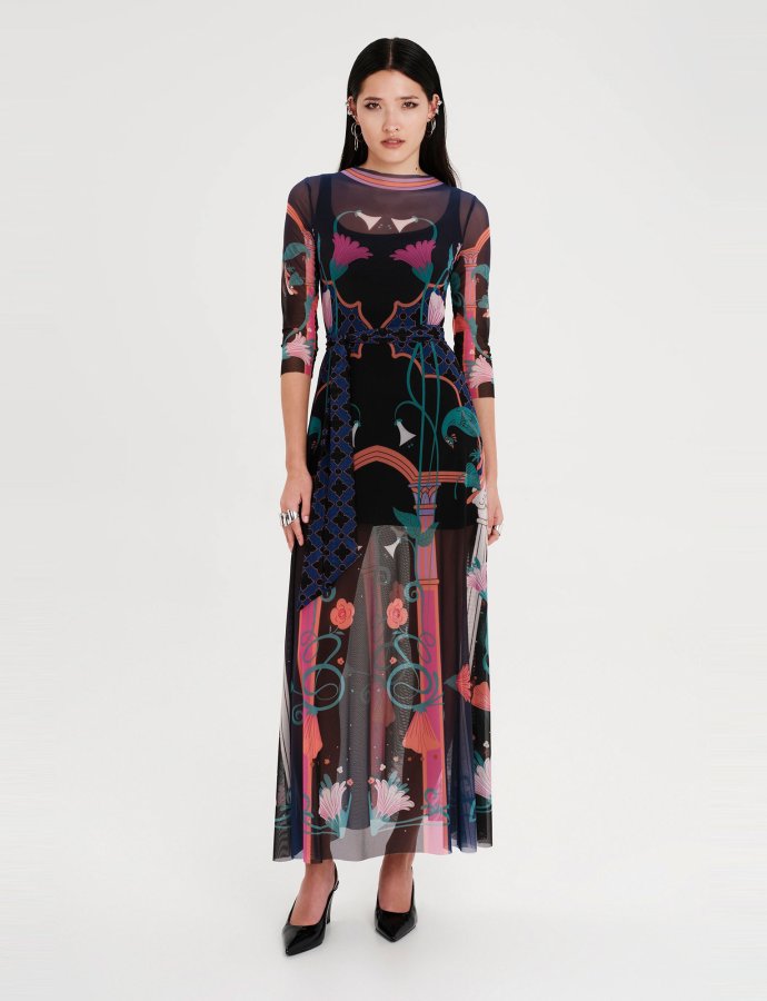 Epoque mesh long dress