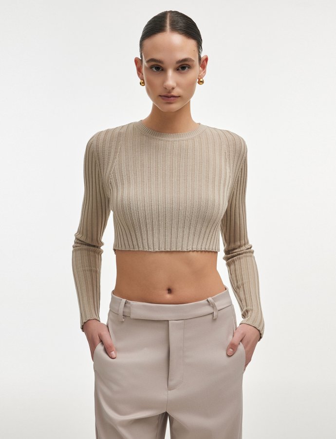 Femme knitted crop top grey