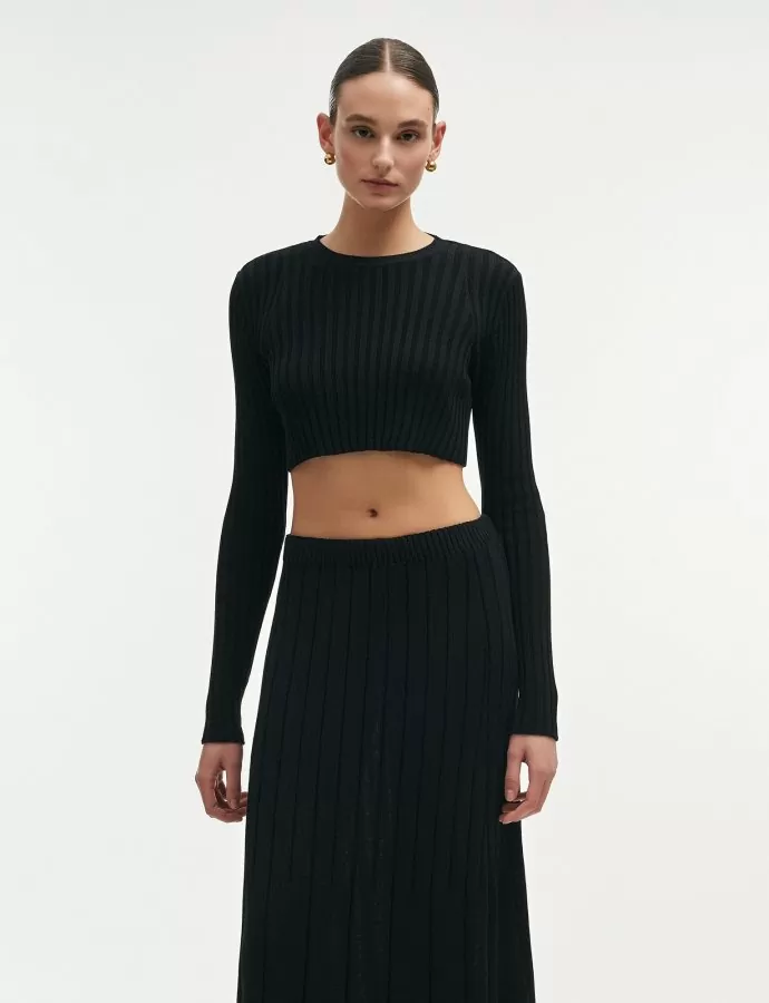 Femme knitted crop top black