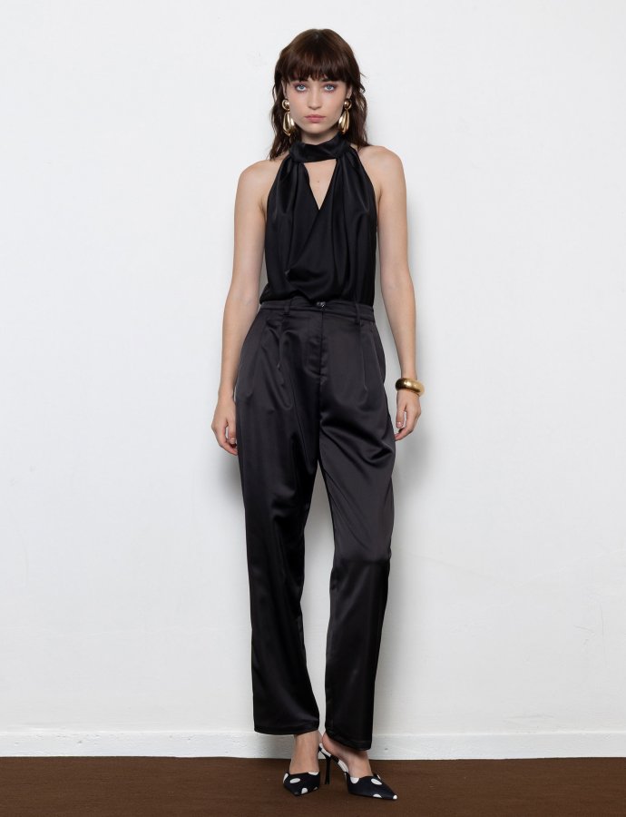 Frankie satin pants black