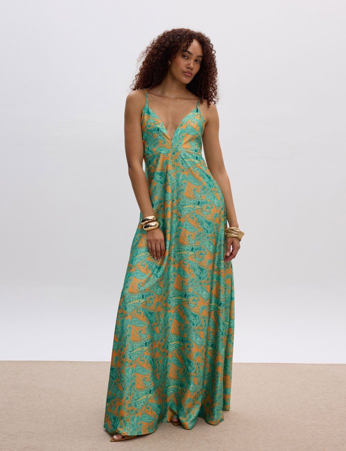 Gaia maxi backless satin dress