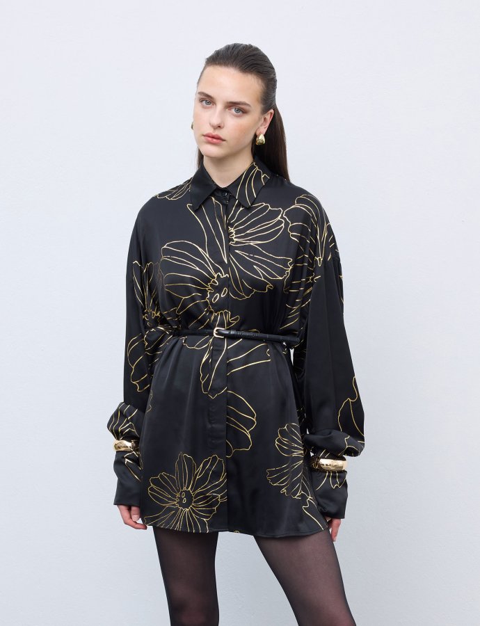 Gold lines shirt black