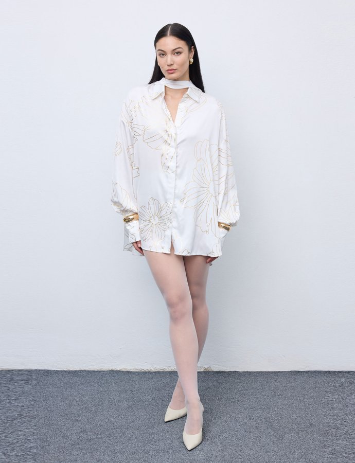 Gold lines shirt white