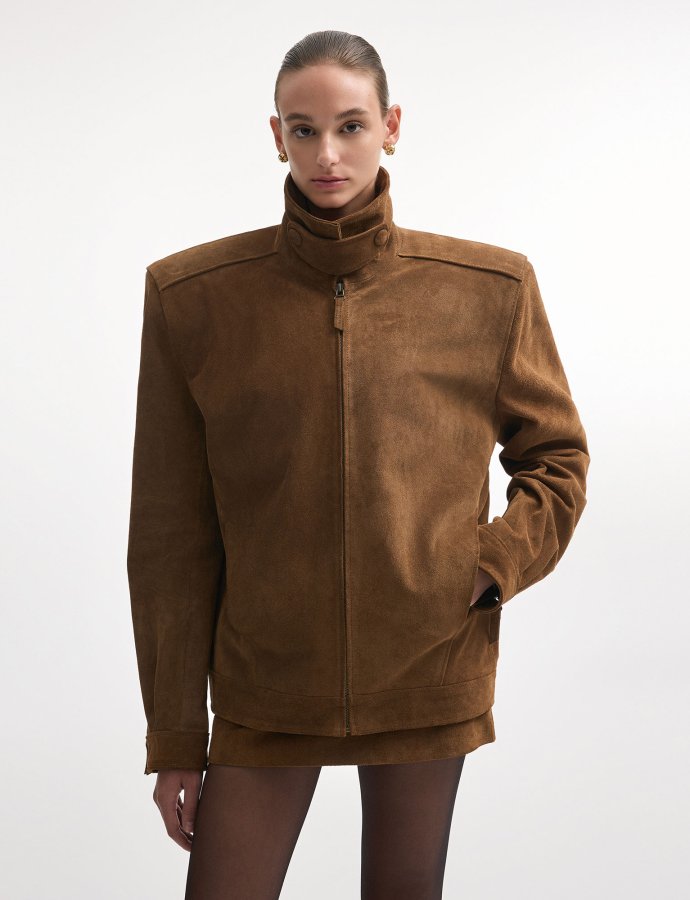 Guardian leather suede jacket brown