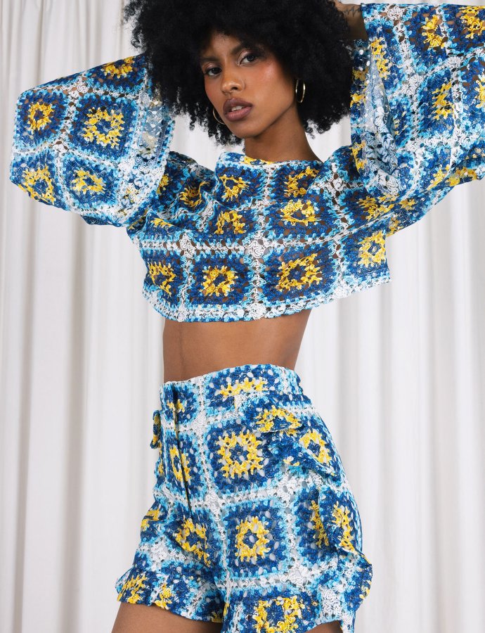 Aqua knitted volan shorts