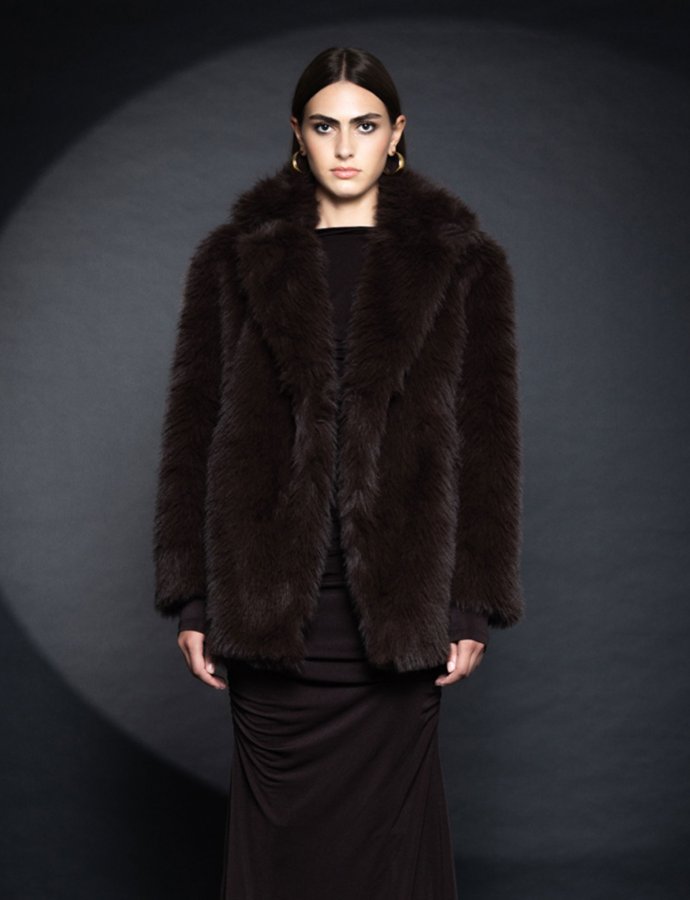 Iman faux fur coat brown