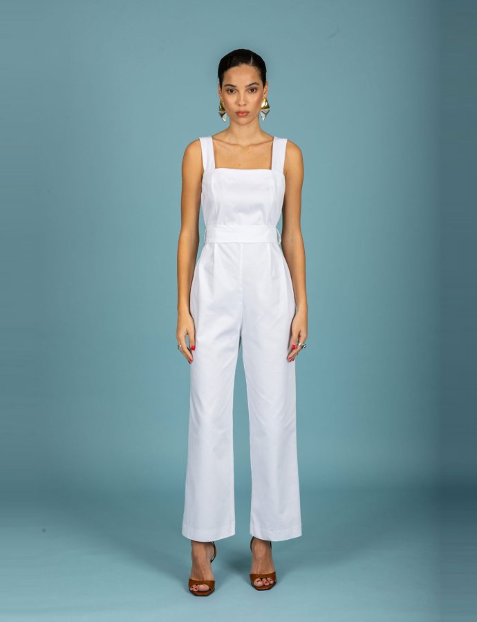 Joaquin denim jumpsuit white