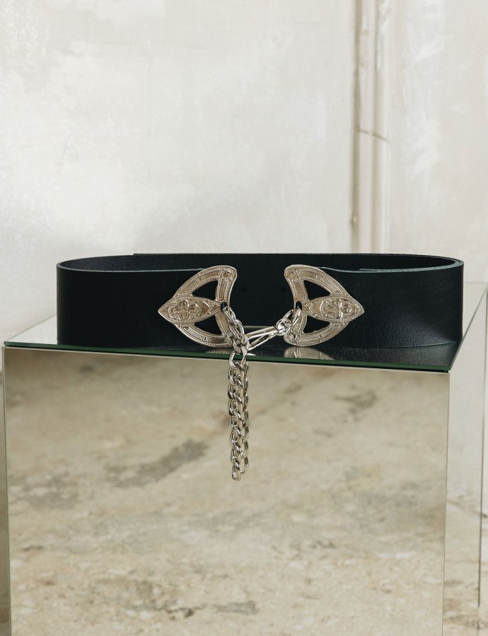 Keep shake leather belt black nickel