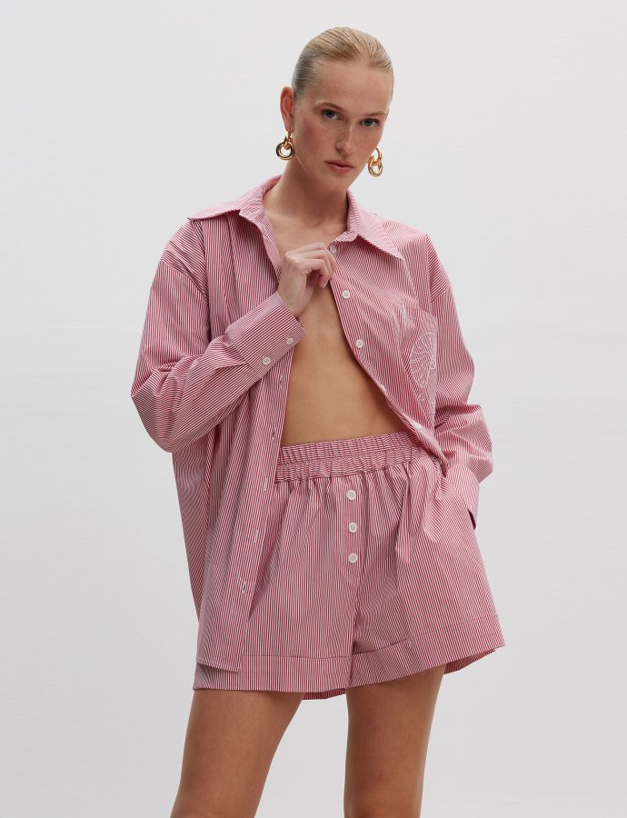 La vie en ciel red stripes shorts