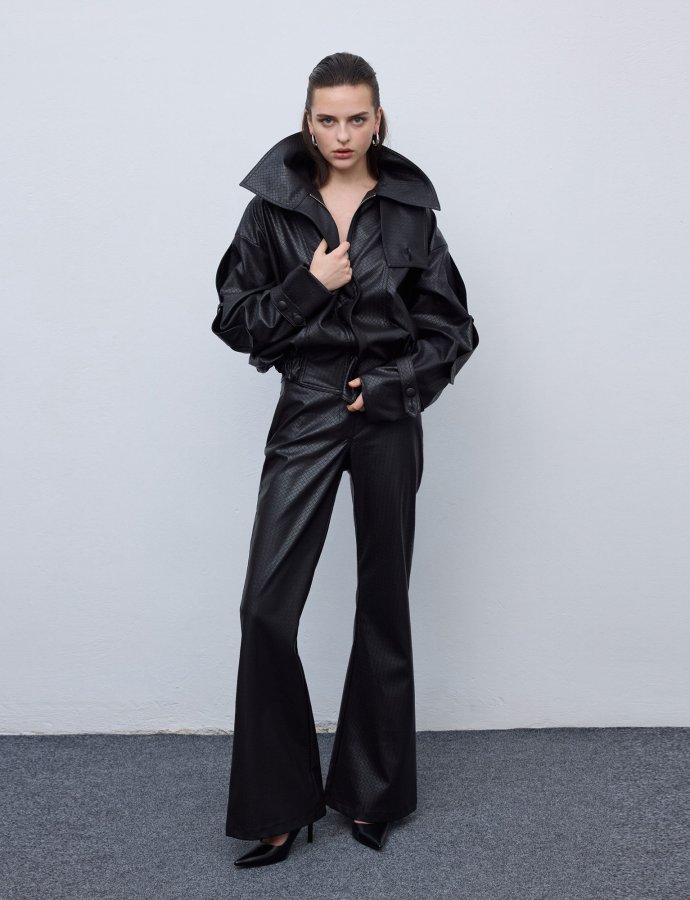 Leather knots jacket black