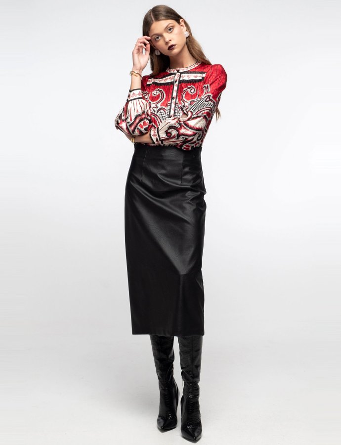 Liquorice midi skirt black