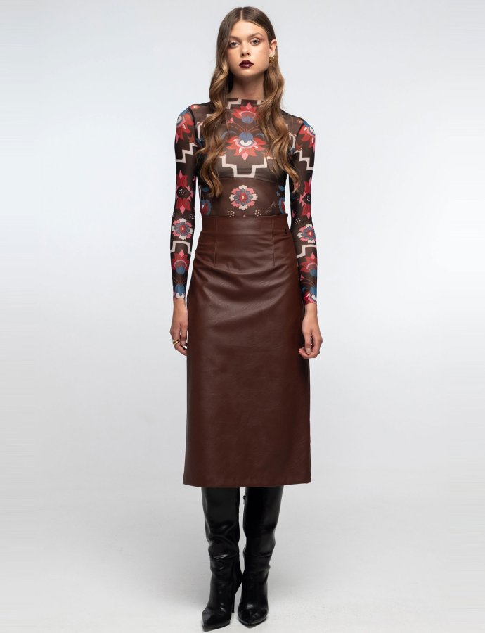 Liquorice midi skirt brown