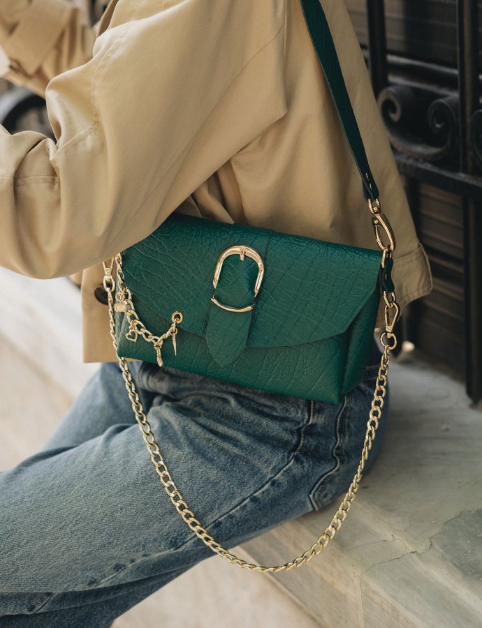 Love song bag forest green gold