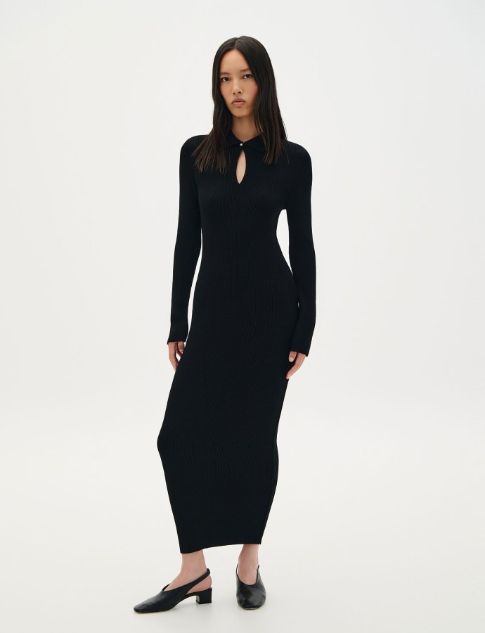 Maxi knit dress black
